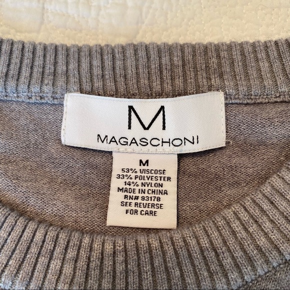 Magaschoni Balloon Puff Sleeve Crew Neck Gray Sweater - M - Picture 5 of 11